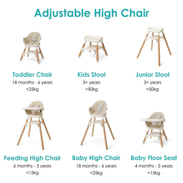 Clair-de-lune 6 in 1 High Chair Beige/Natural