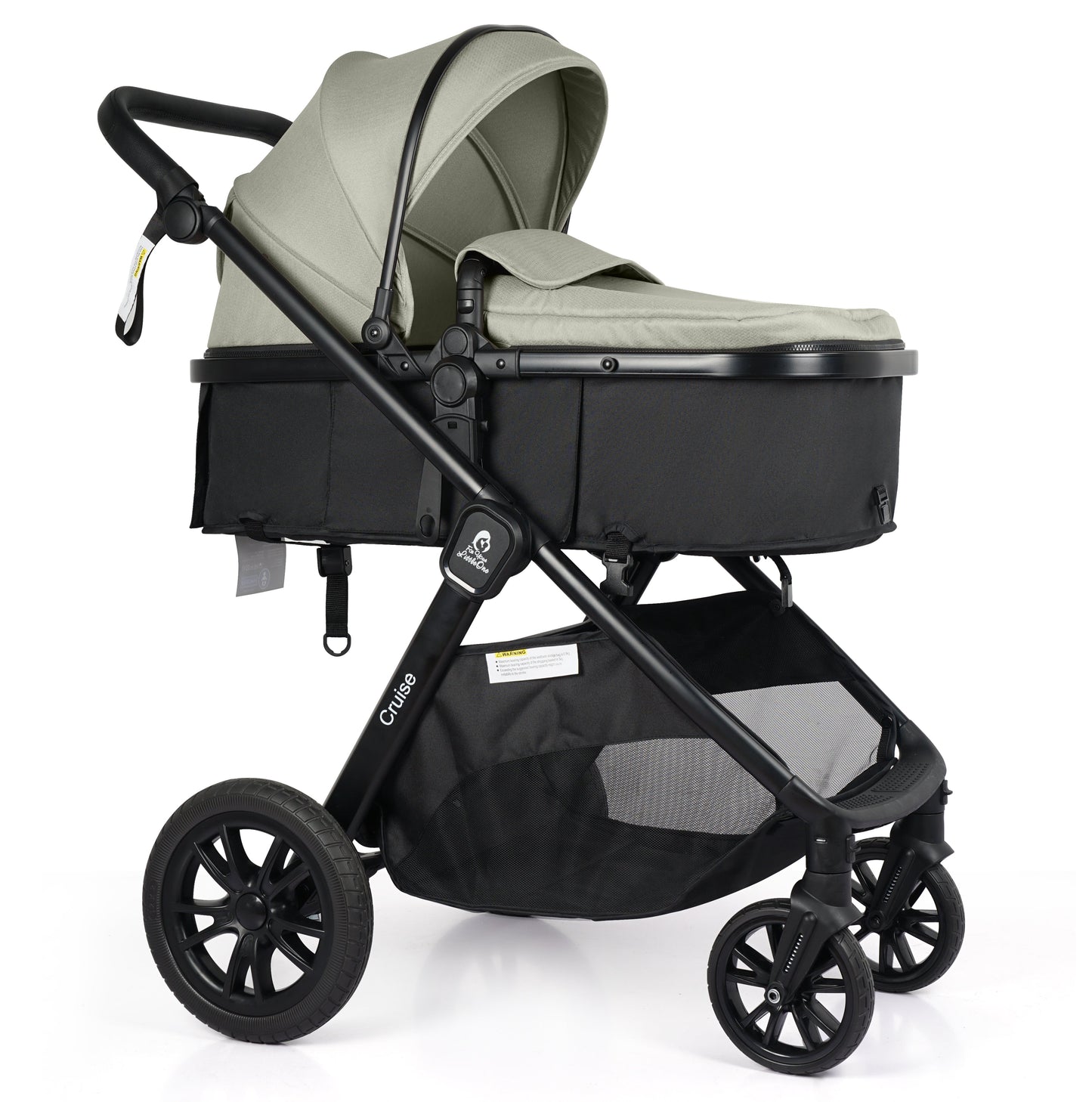 For Your Little One Cruise 3 In 1 Travel System With Car Seat And ISOFIX Base - Pebble Sage (Free Cupholder And Seat Liner Included!)