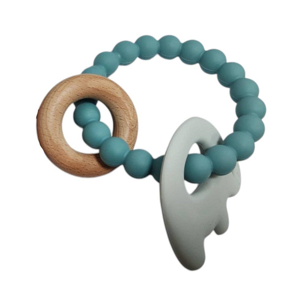 Jumini Baby Elephant Teether Beads - Silicone and Wood Teething Toy for 6m+