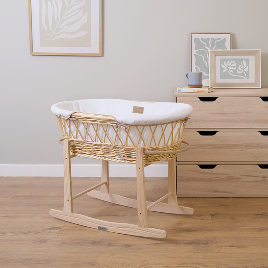 Clair-de-lune Organic Natural Wicker Moses Basket - White