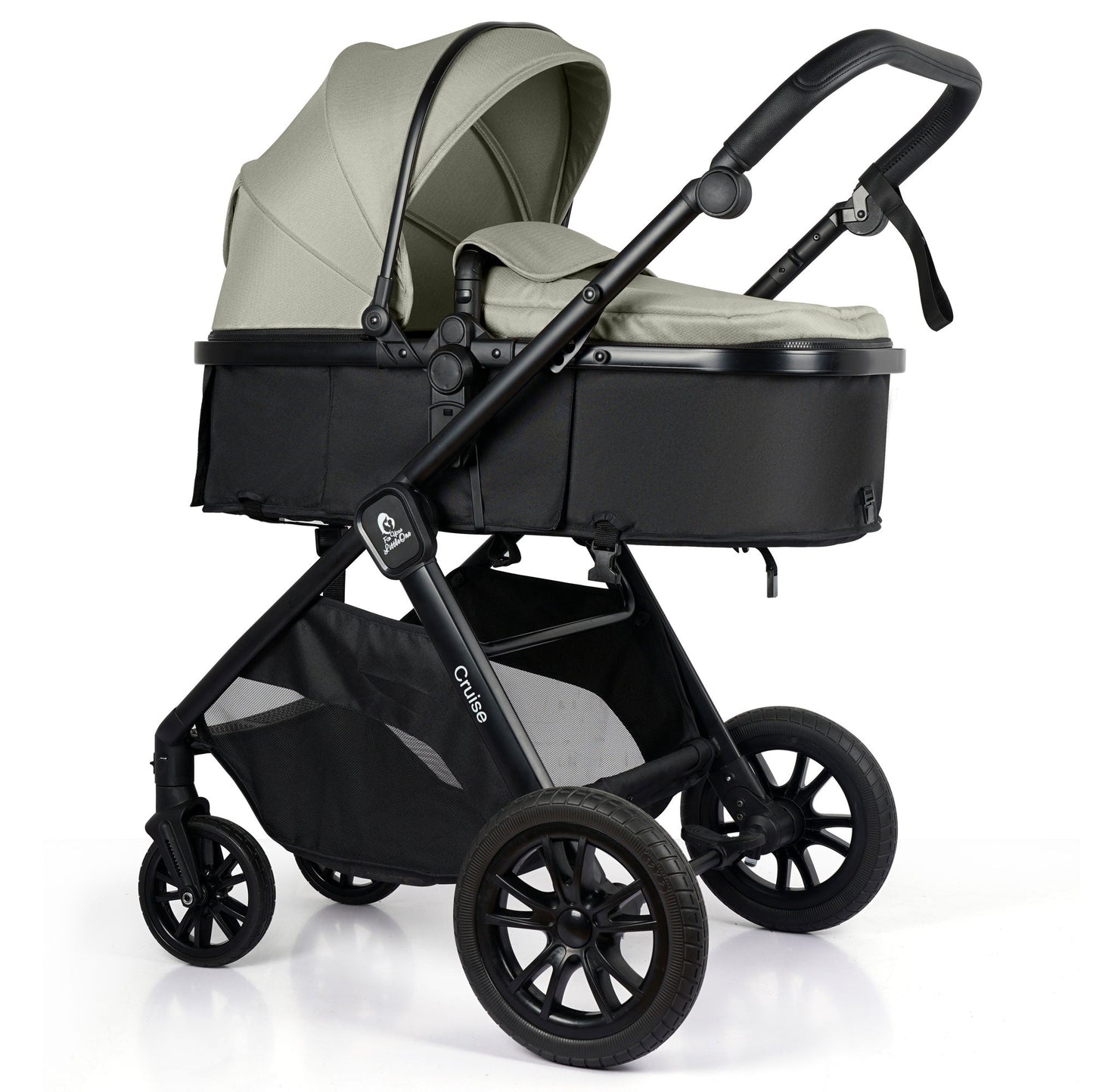 For Your Little One Cruise 3 In 1 Travel System With Car Seat And ISOFIX Base - Pebble Sage (Free Cupholder And Seat Liner Included!)