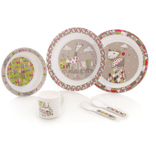 Jane 6 Piece Babies Microwave Feeding & Cutlery Set, Tangram II