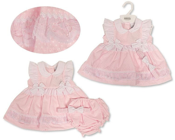 Nursery Time Pink Polka Dot Dress with Pants and Headband