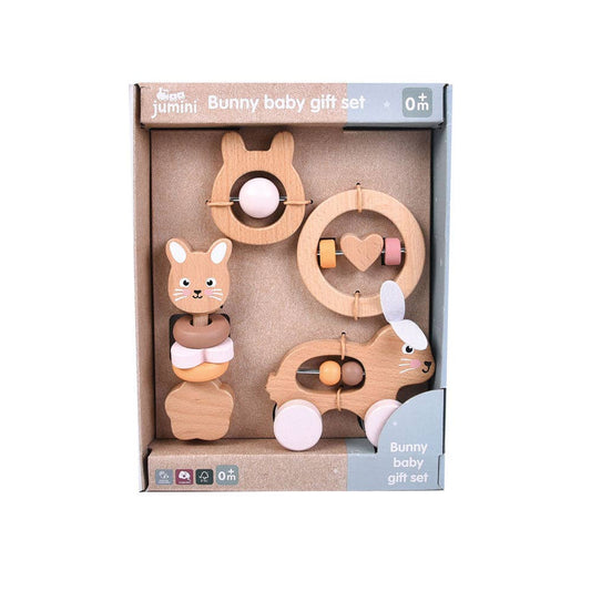 Jumini Bunny Baby Gift Set - Wooden First Toy Set