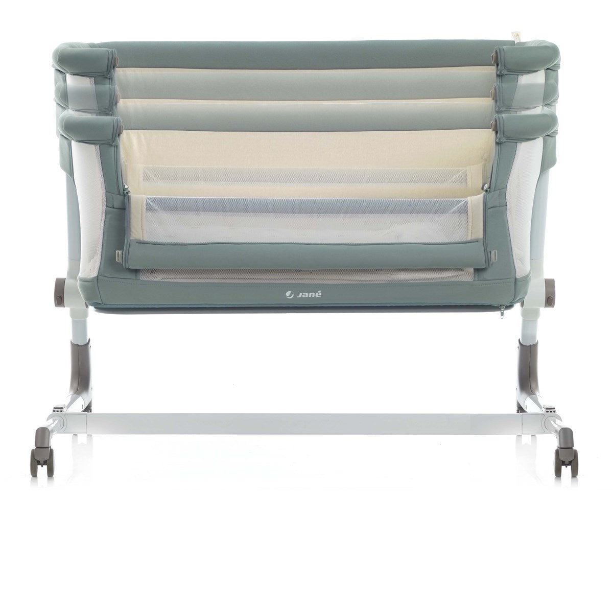Jane Baby Side Crib + 4 Piece Bedding Set & Safety Mattress, Botanic