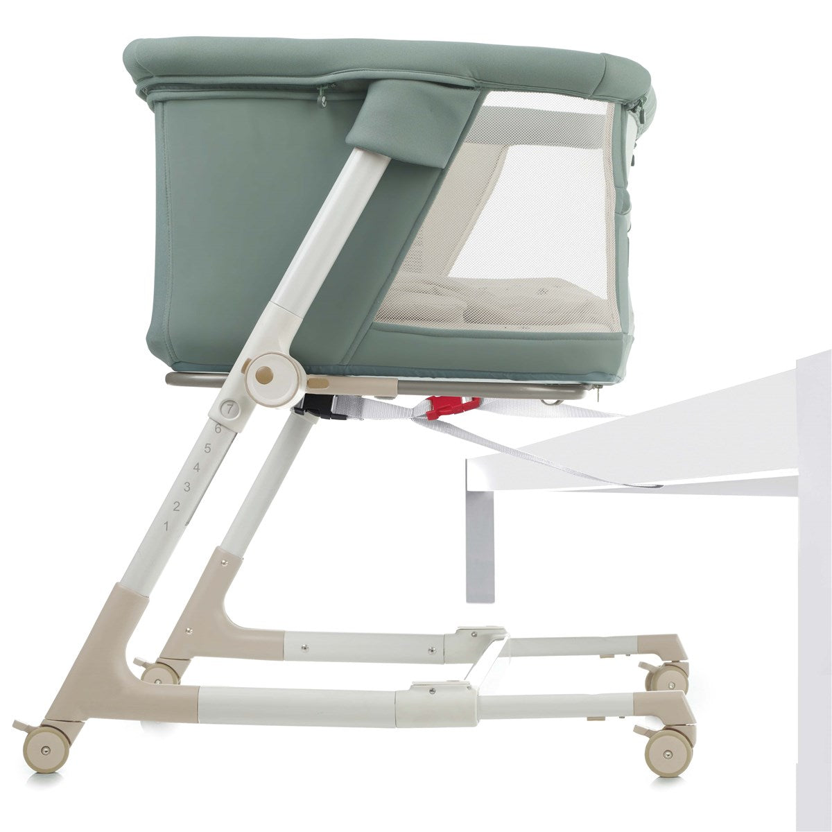 Jane Baby Side Crib + 4 Piece Bedding Set & Safety Mattress, Nature Edition