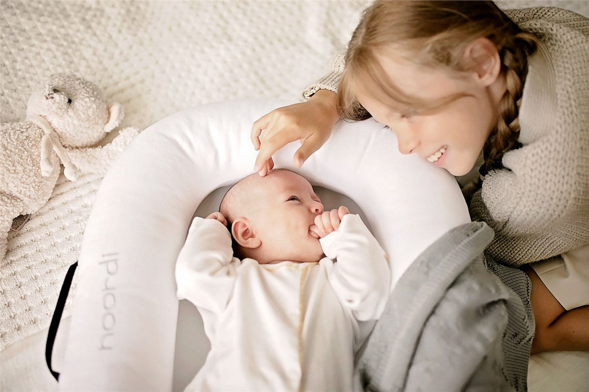Noordi 2in1 Deluxe Baby Nest & Maternity Pillow with Silver-Ion Cotton, White