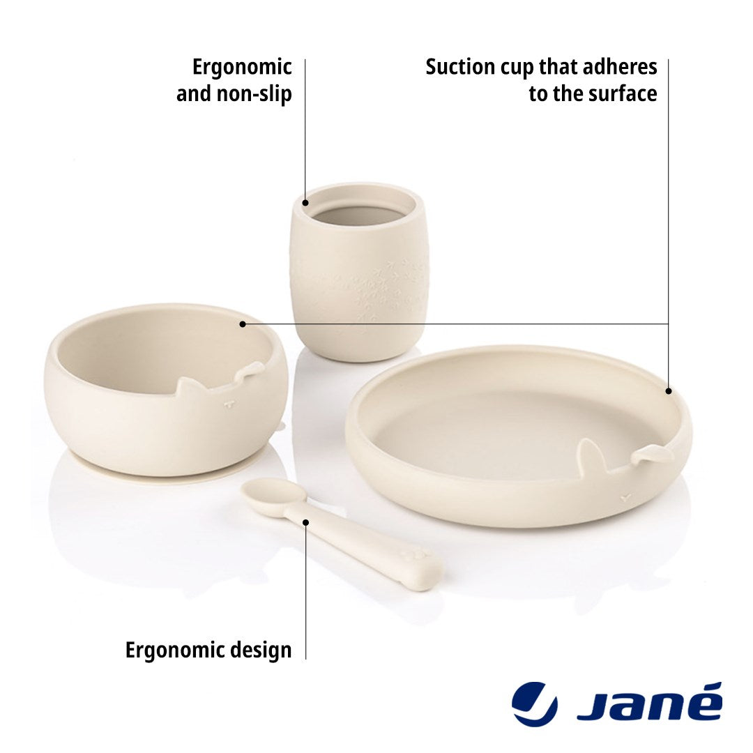 Complete 4-Piece Silicone Dinner Set for Babies - Plate, Bowl, Spoon, and Cup
