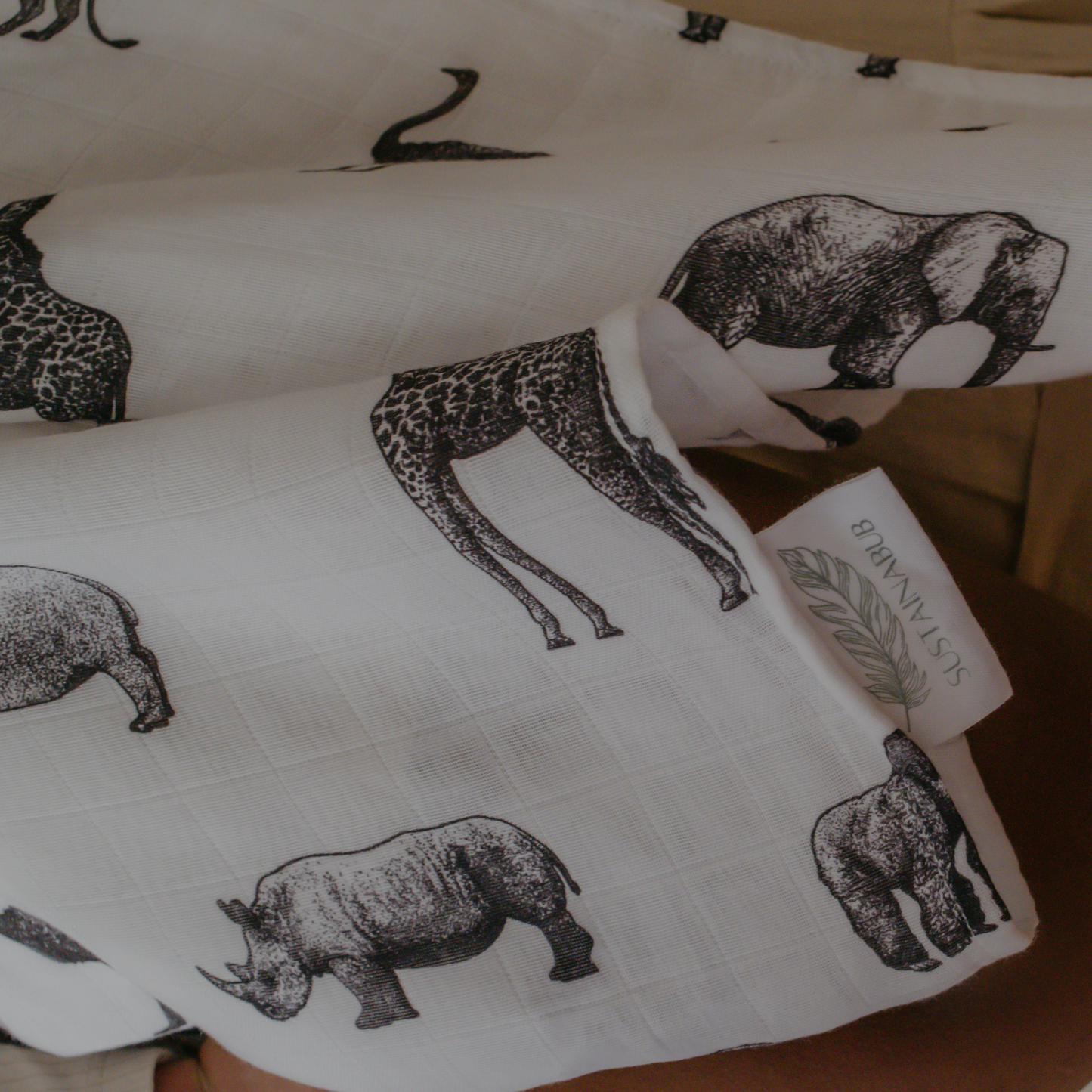 Safari Print Baby Muslins - Pack of 3 (60x60cm)