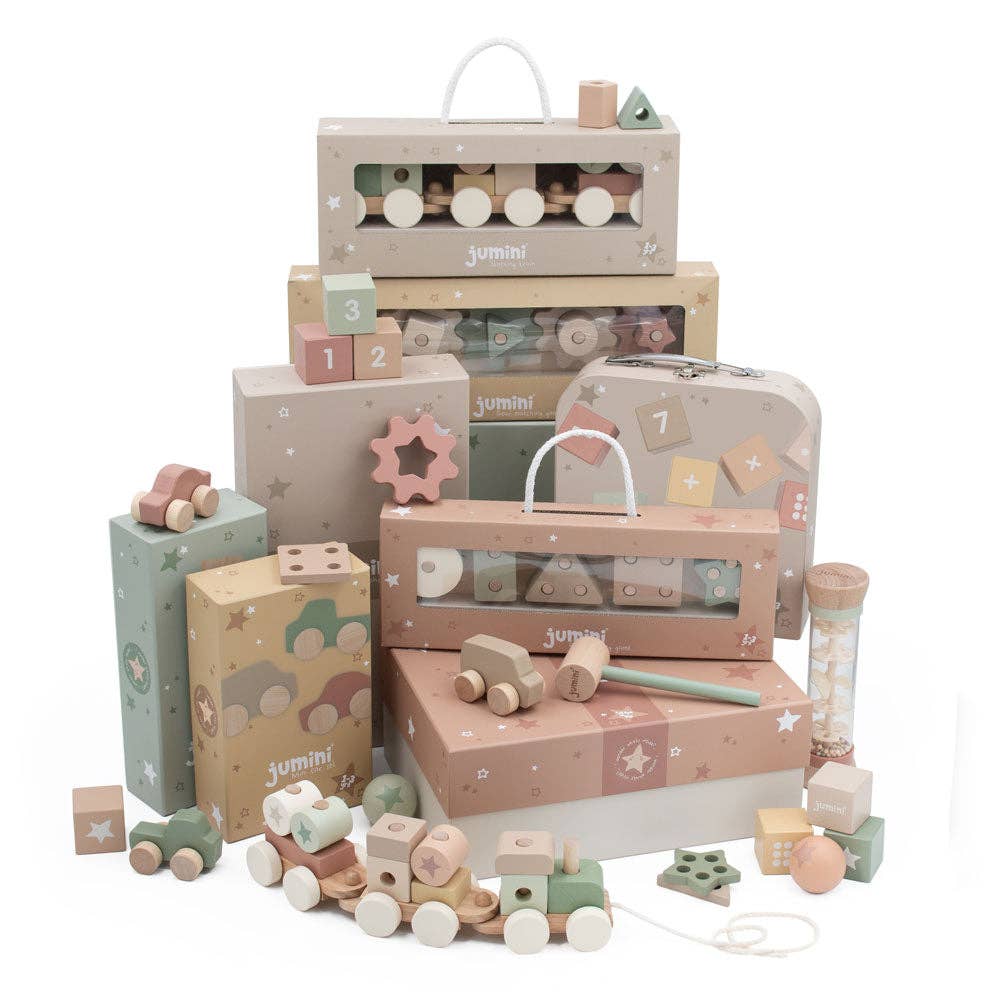 Jumini Wooden Number Block Set - Montessori Stacking and Number Toy