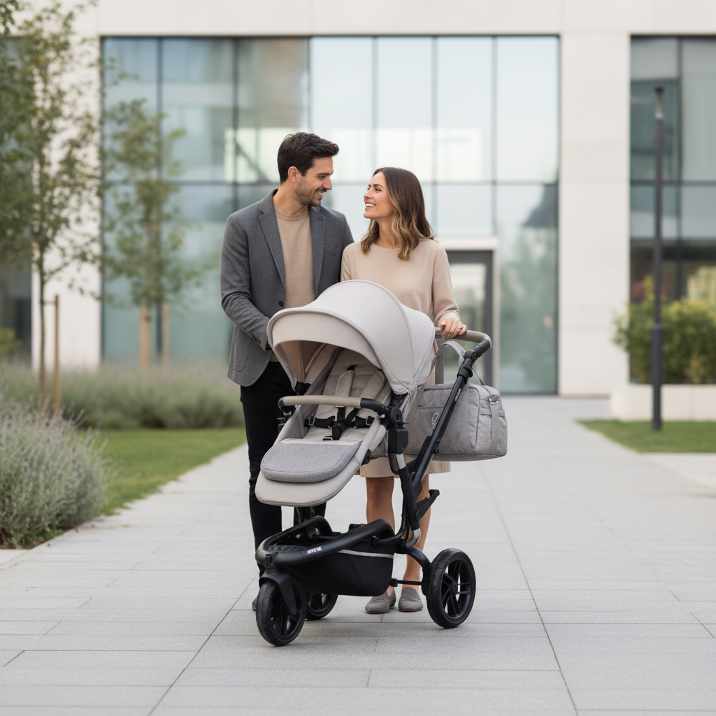 Jané Trider Travel System Bundle with Transporter Plus & Koos R1 i-Size Car Seat, Sand