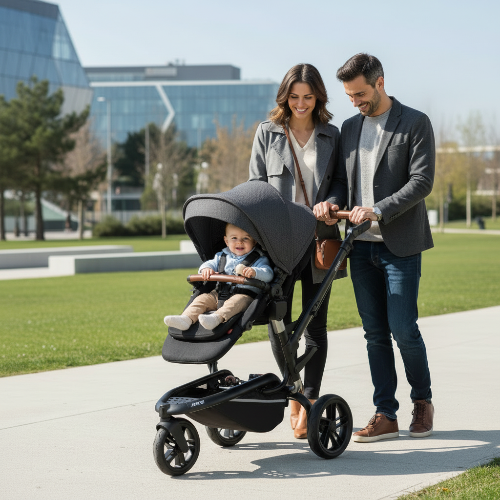 Jané Trider Travel System Bundle with Transporter Plus & Koos R1 i-Size Car Seat, Black
