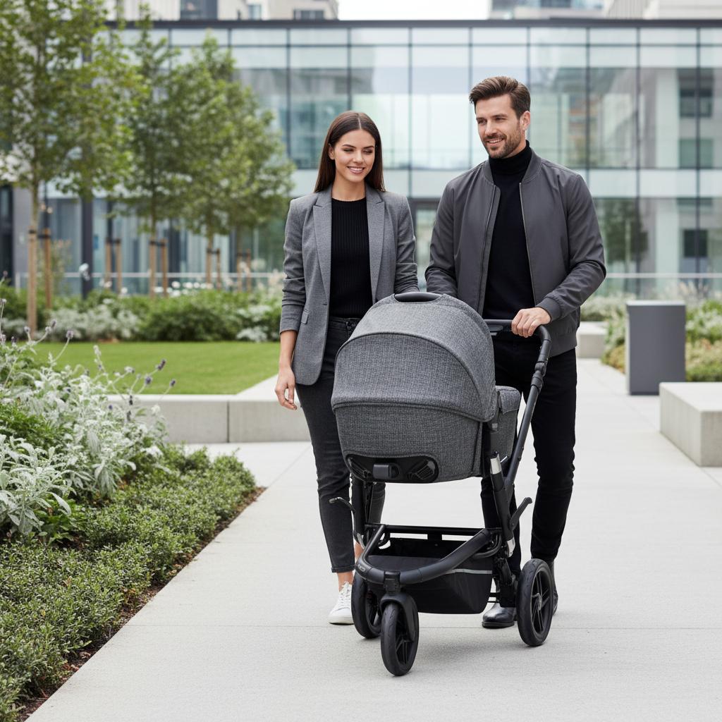 Jané Trider Travel System Bundle with Transporter Plus & Koos R1 i-Size Car Seat, Black