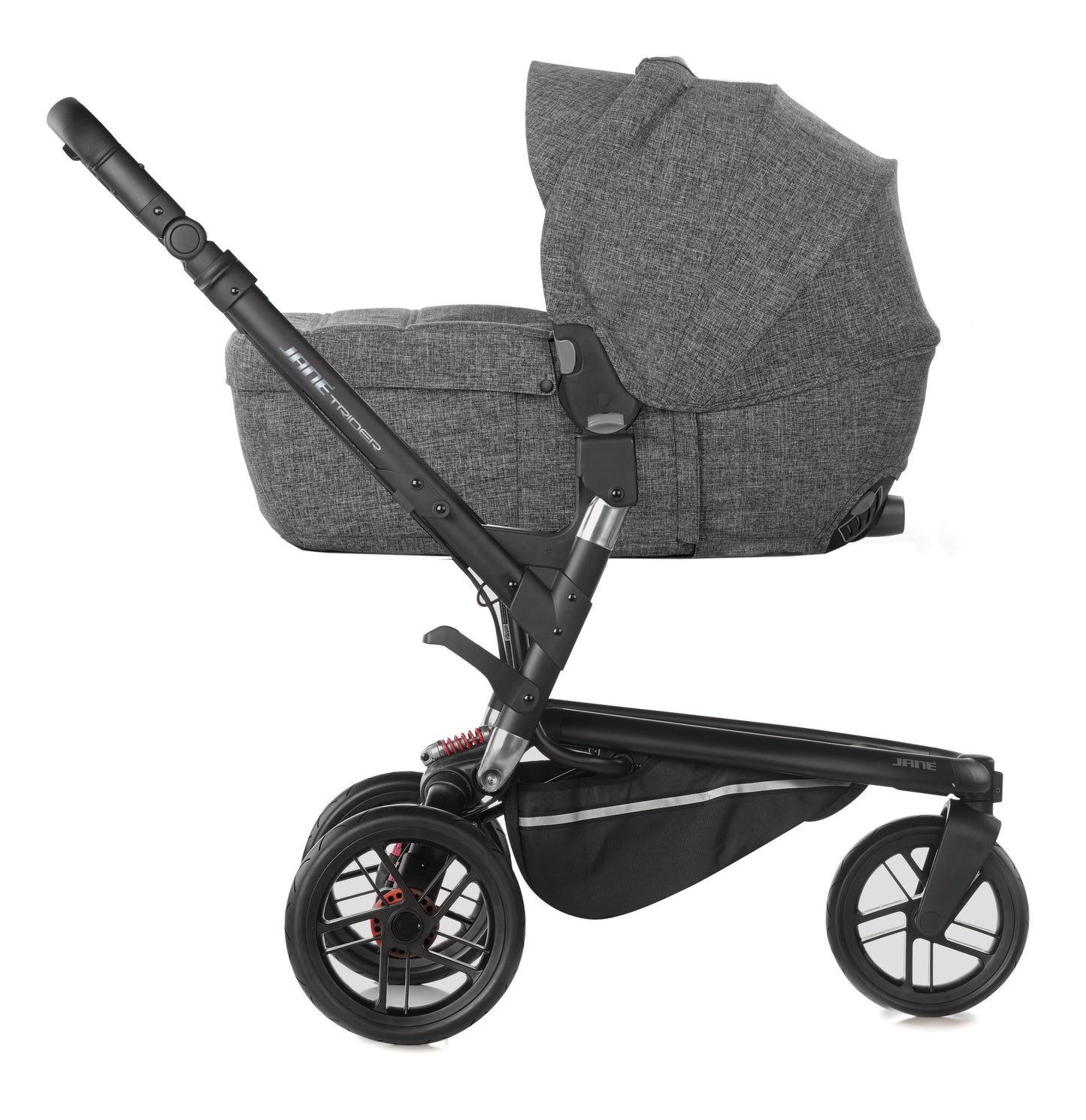 Jané Trider Travel System Bundle with Transporter Plus & Koos R1 i-Size Car Seat, Black