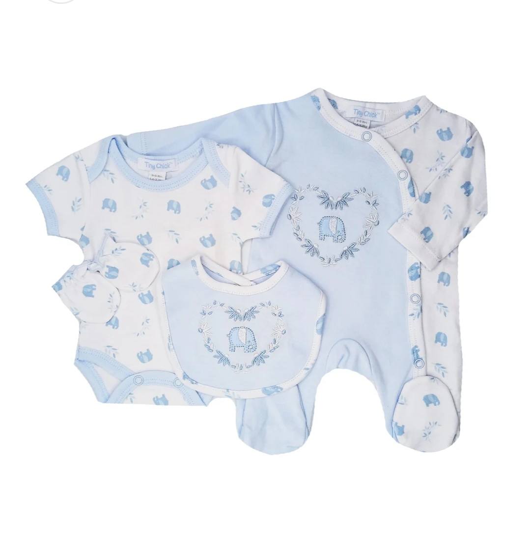 Tiny Chick Premature Baby Boys 4 Pieces Set - Elephant