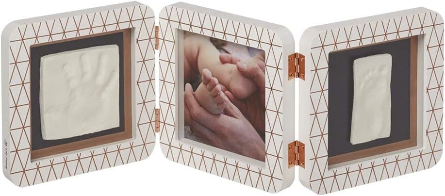 Baby Art My Baby Touch Rounded Double Print Frame-White Copper Edition