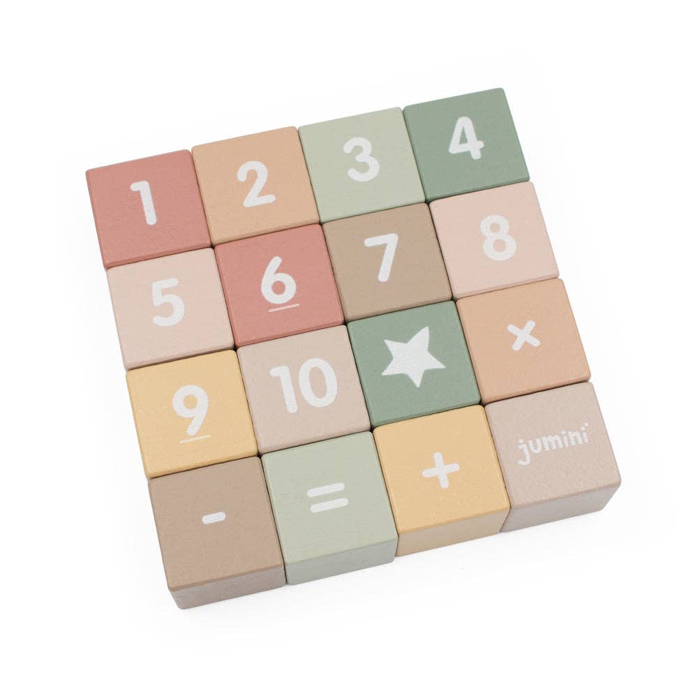 Jumini Wooden Number Block Set - Montessori Stacking and Number Toy