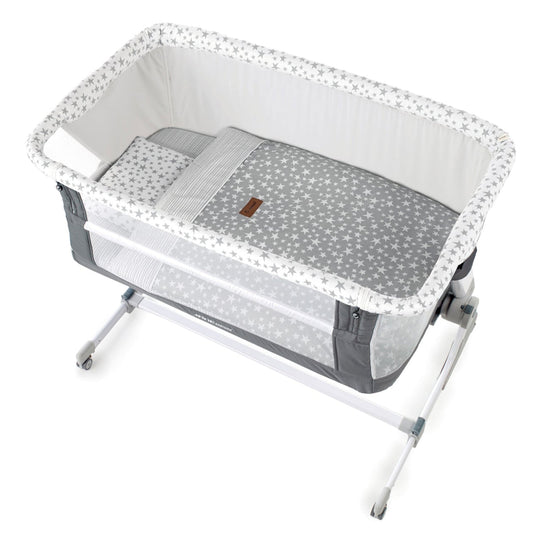 Jane Baby Side Crib + 4 Piece Bedding Set & Safety Mattress, Star