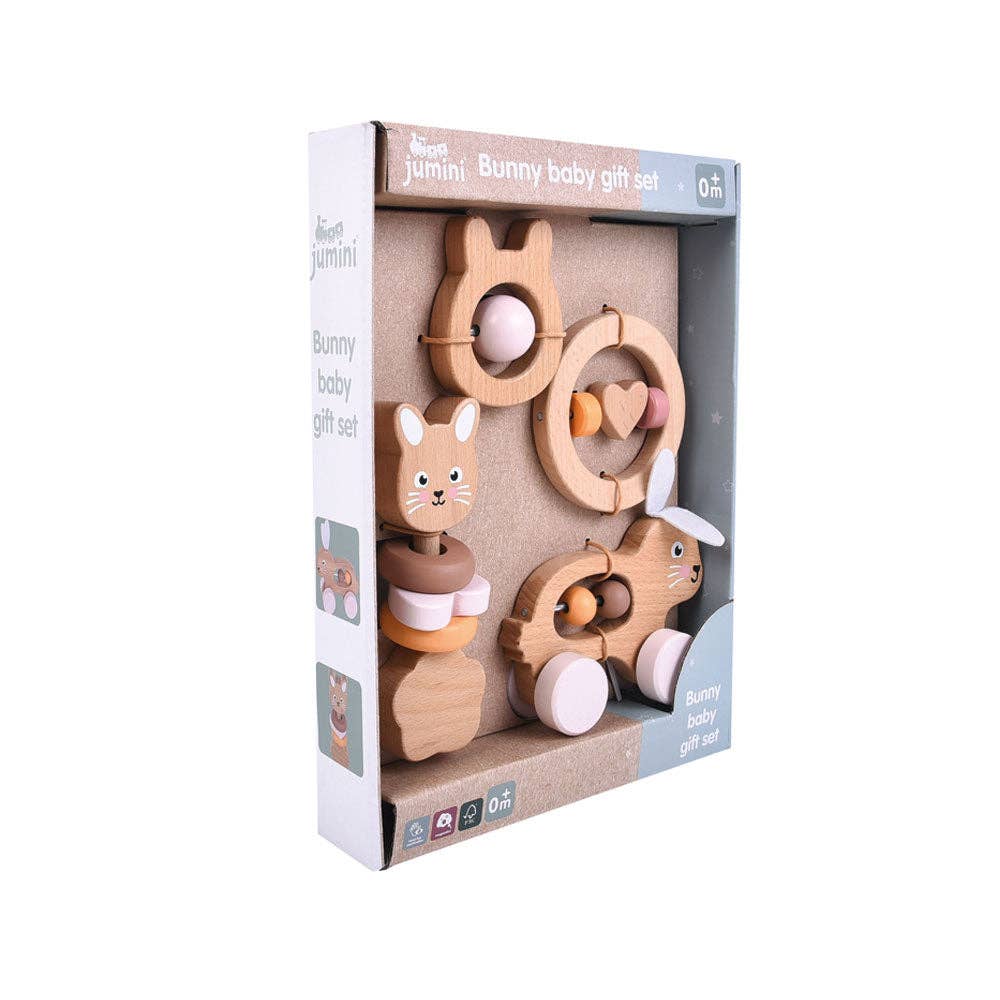 Jumini Bunny Baby Gift Set - Wooden First Toy Set