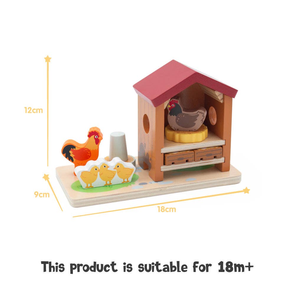 Jumini Wooden Chicken Coop Farm Set with Hens