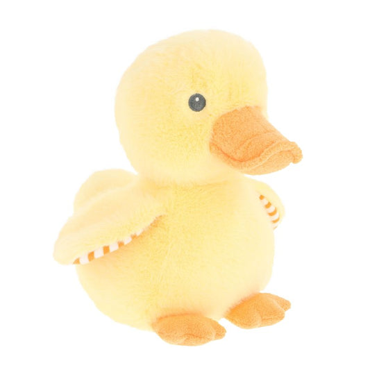 Plush duck toy on a white background
