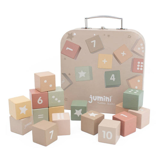 Jumini Wooden Number Block Set - Montessori Stacking and Number Toy