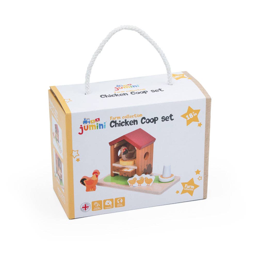Jumini Wooden Chicken Coop Farm Set with Hens