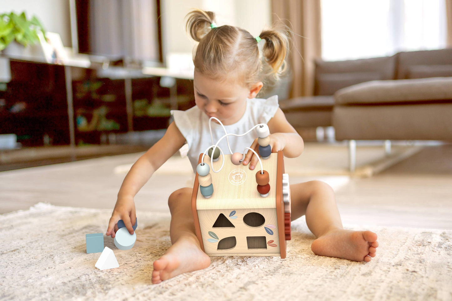 Speedy Monkey 5 In 1 Activity Cube (Wooden Toys)