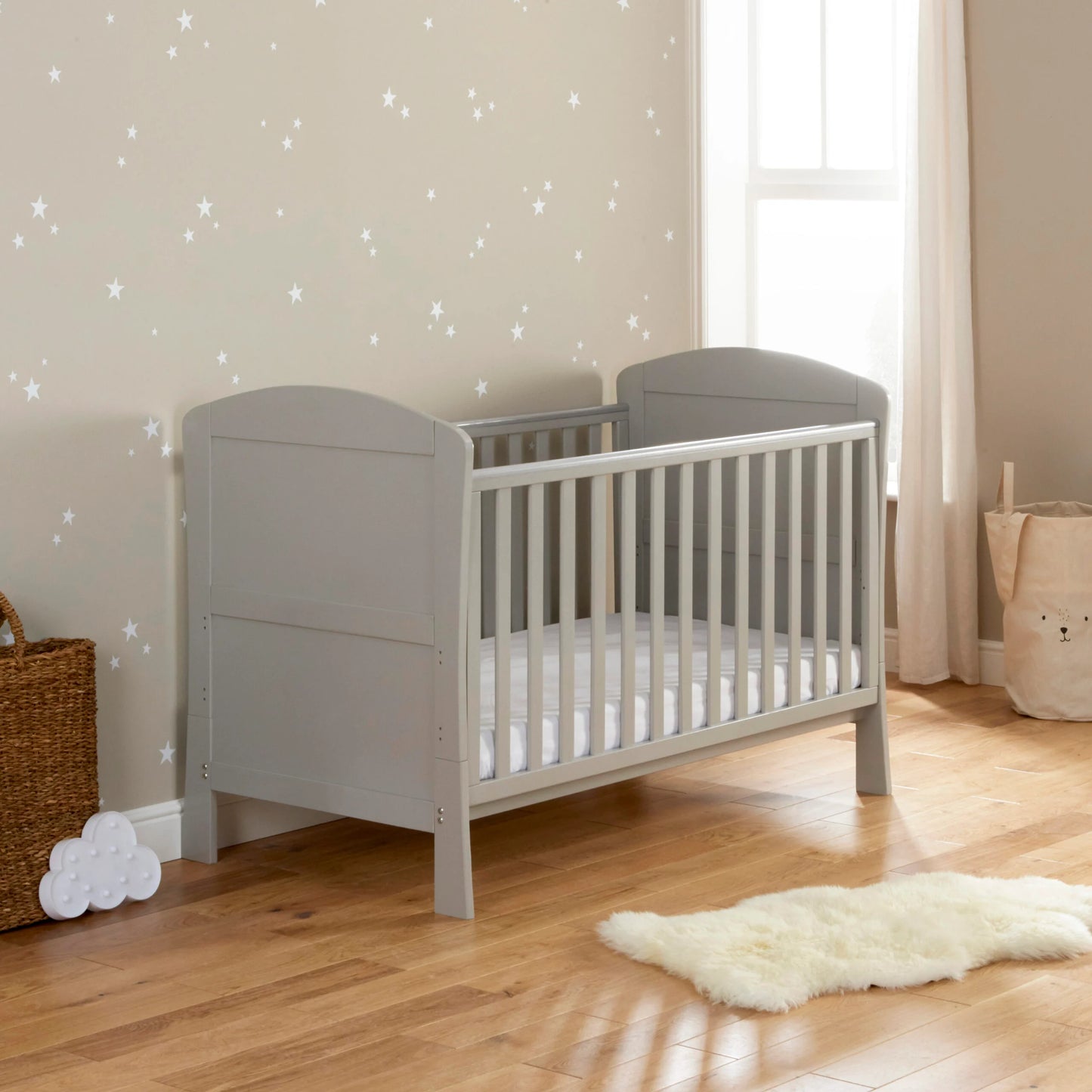 Babymore Aston Drop Side Cot Bed – Grey