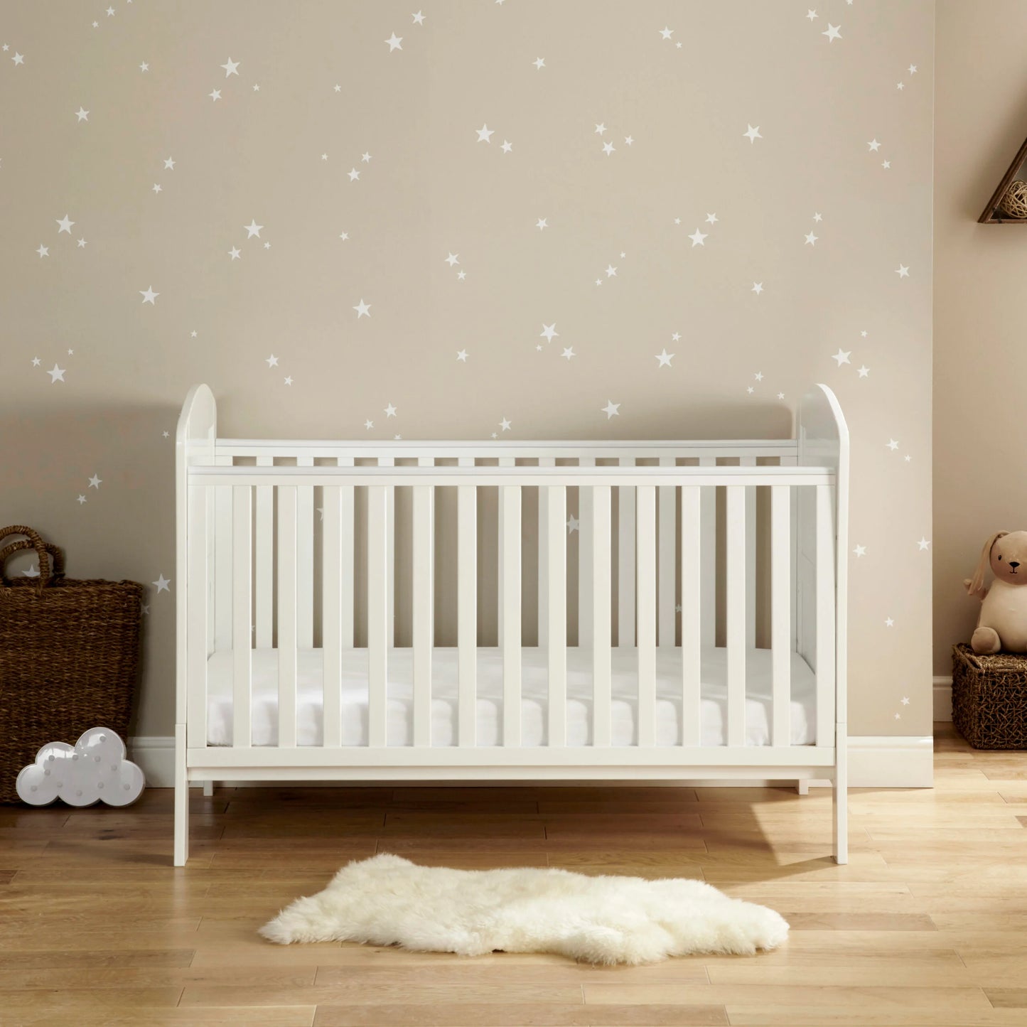 Babymore Aston Drop Side Cot Bed – White
