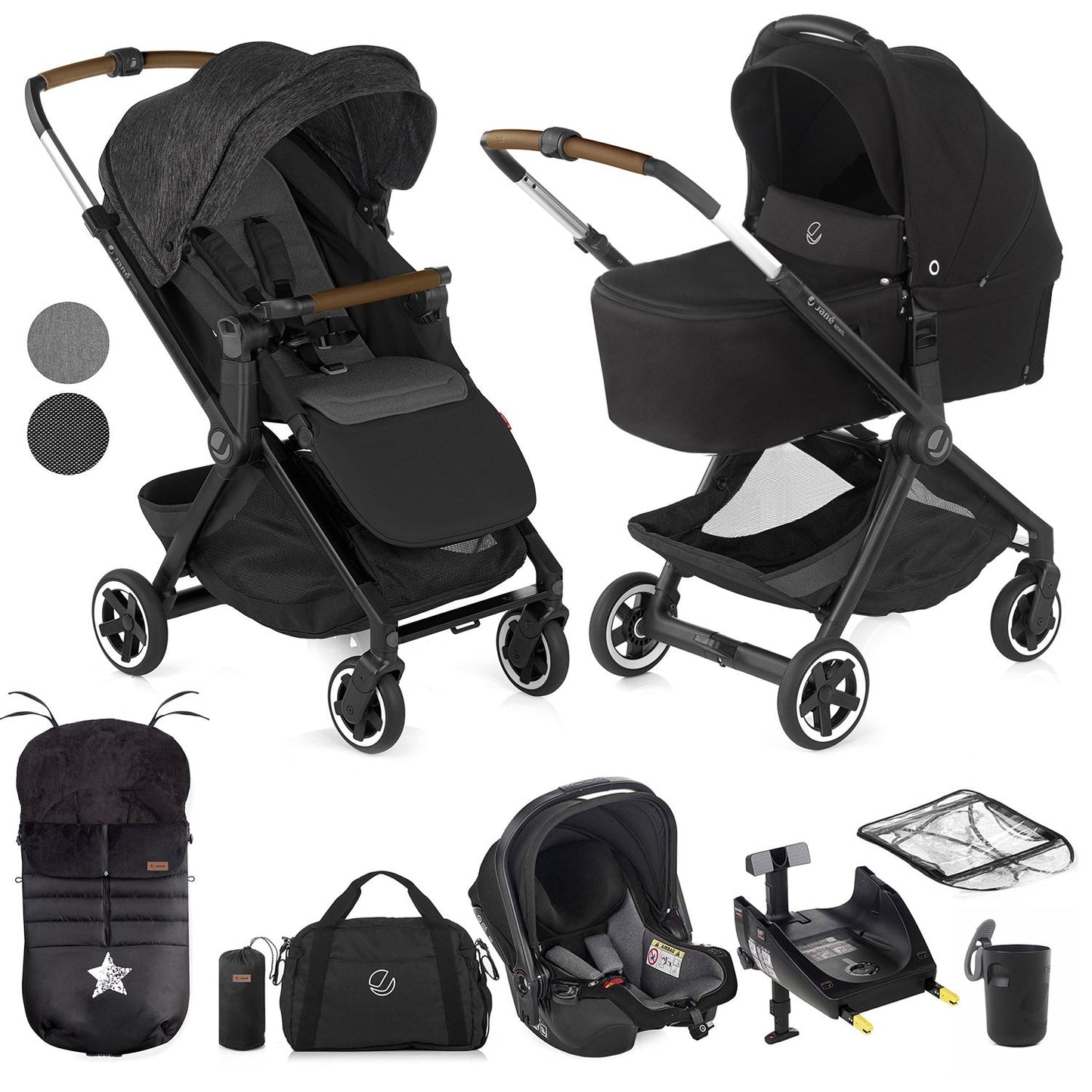 Jané Newel 10-Piece Complete Travel System Bundle  - Cold Black