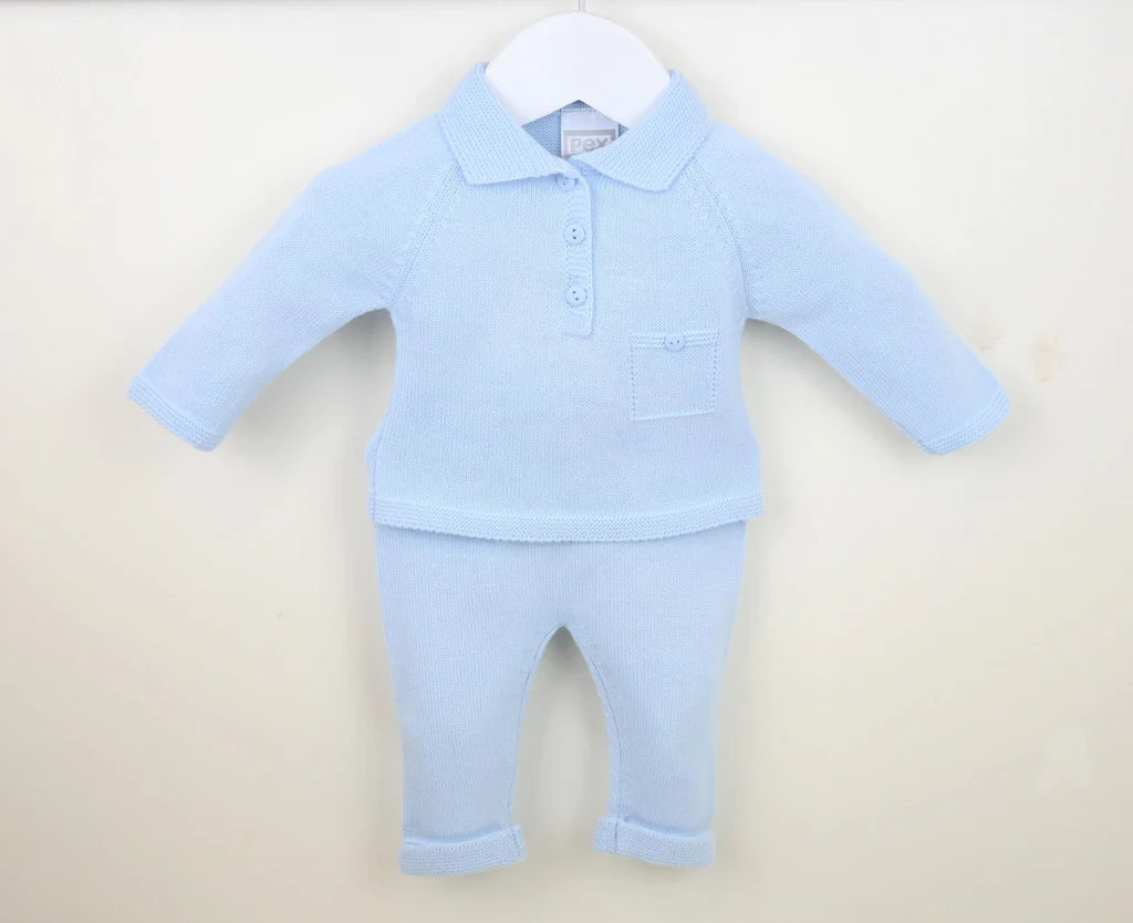 Pex Oliver Polo Collar Suit Blue