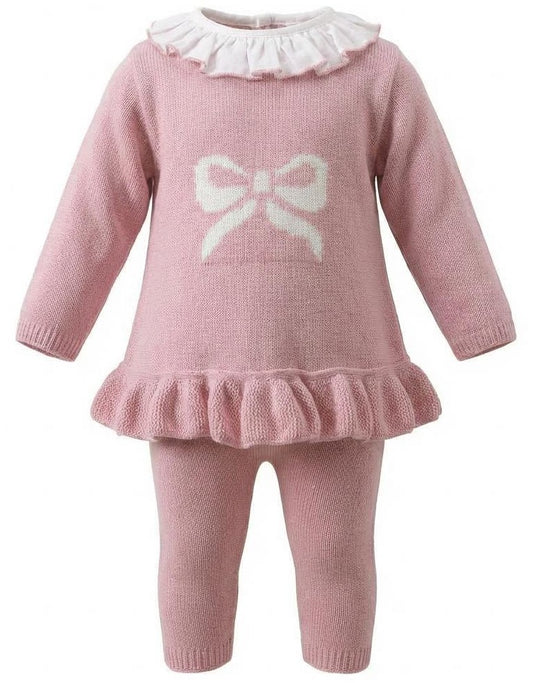 Pex Bow Trouser Suit 2 Piece set Dusky Pink