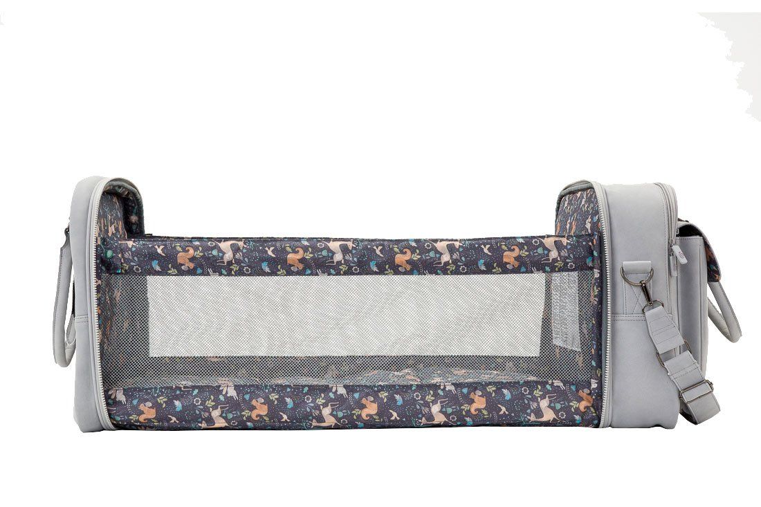 Bizzi Growin Baby Travel Crib Changing Bag - Vegan Leather Whisper Grey - POD