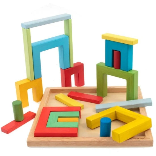 Bigjigs Doorways, Cylinders and Planks Wooden Blocks