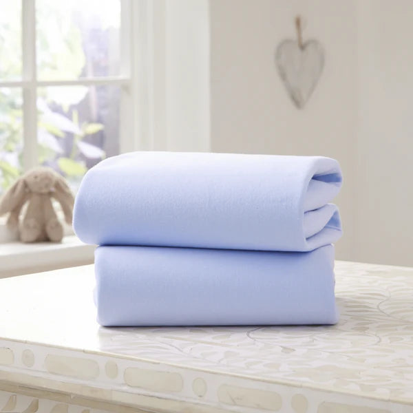 Clair-de-lune 2 Pack Cotton Fitted Pram/Crib Sheets - 90 x 40 cm 2 Colours