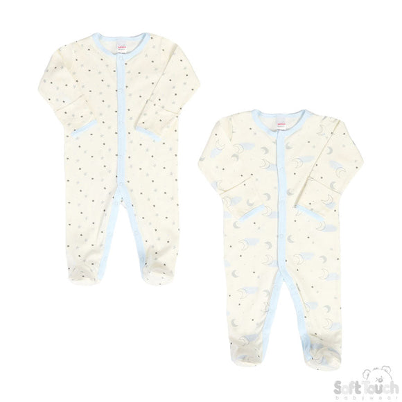 Soft Touch 2 Pack Stars & Clouds Sleepsuit 3 Colours