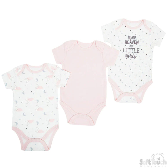 Soft Touch 3 Pack Bodysuits Pink