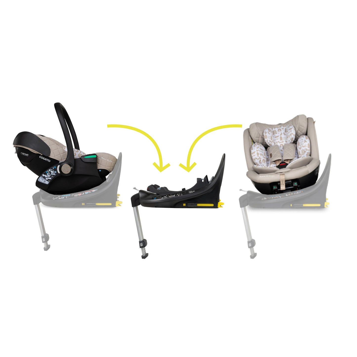 Cosatto Wow 3 All Stage Family Rotate & Recline 2 Base Bundle Whisper