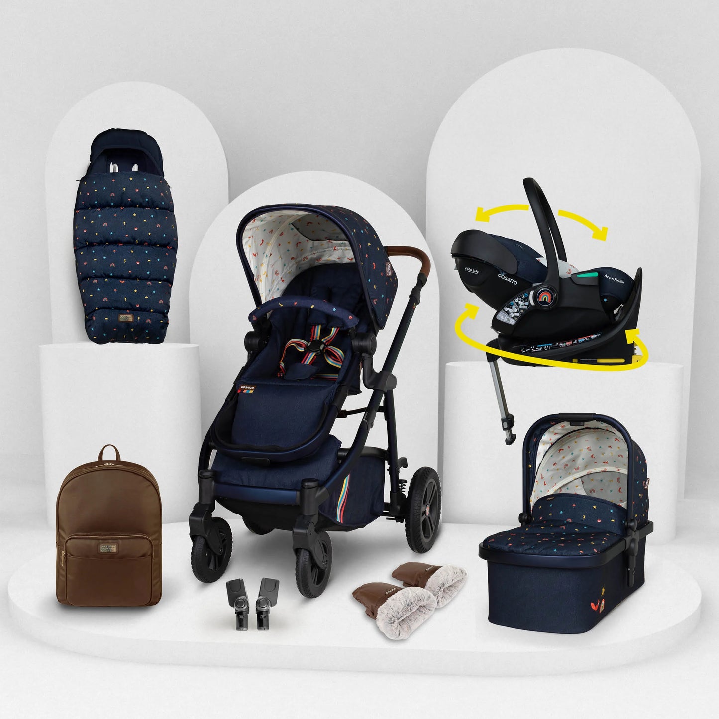 Cosatto Wow 3 Rotate & Recline Cozy Bundle Doodle Days
