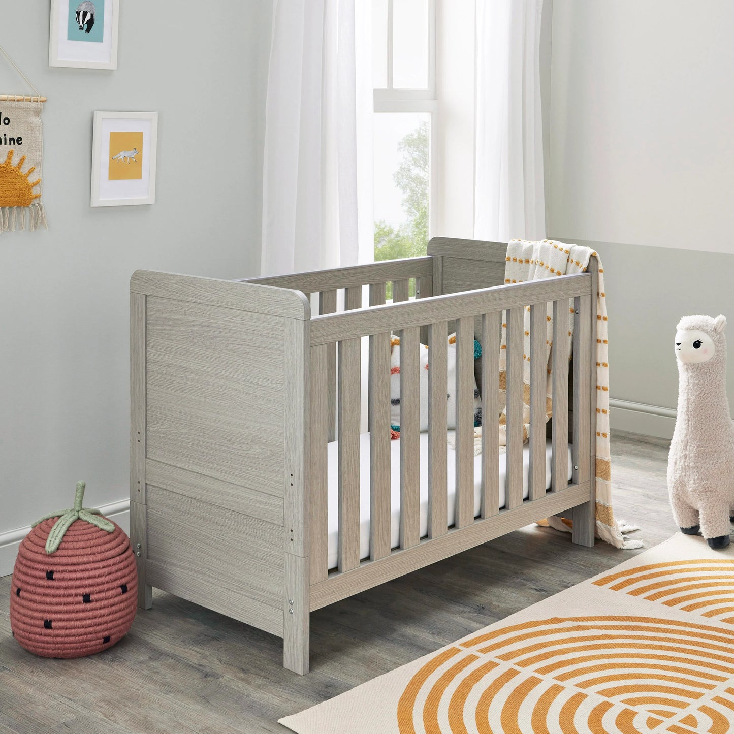 Babymore Caro Mini Cot Bed – Grey Wash