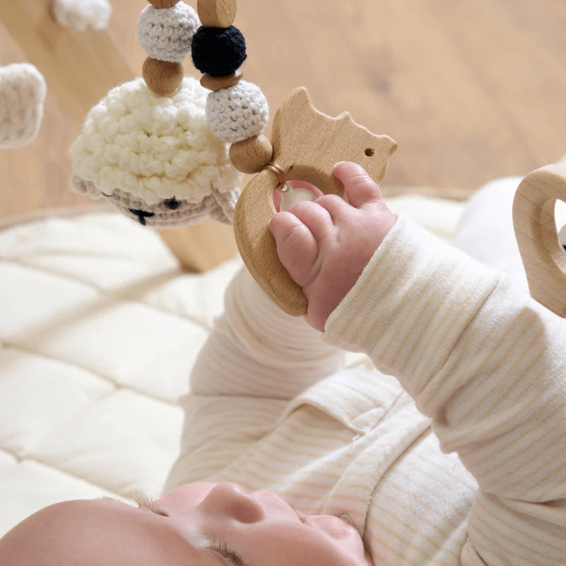 Clair-de-lune Organic Play Mat & Wooden Play Gym Set