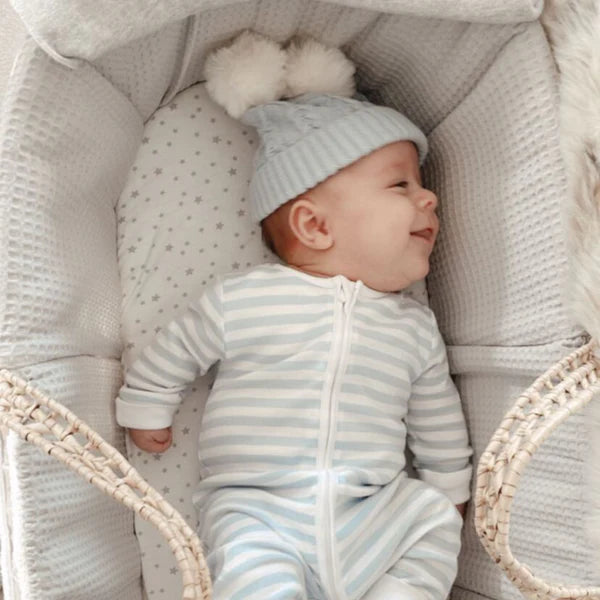 Clair-de-lune Grey/White Stars & Stripes 2 Pack Fitted Moses Basket Sheets - 74 x 30 cm