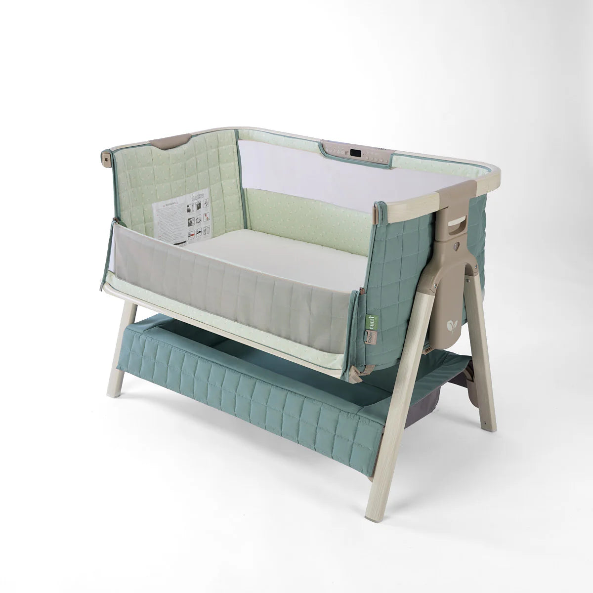 Tutti Bambini Cozee Sense Bedside Crib Whitewash Kelp