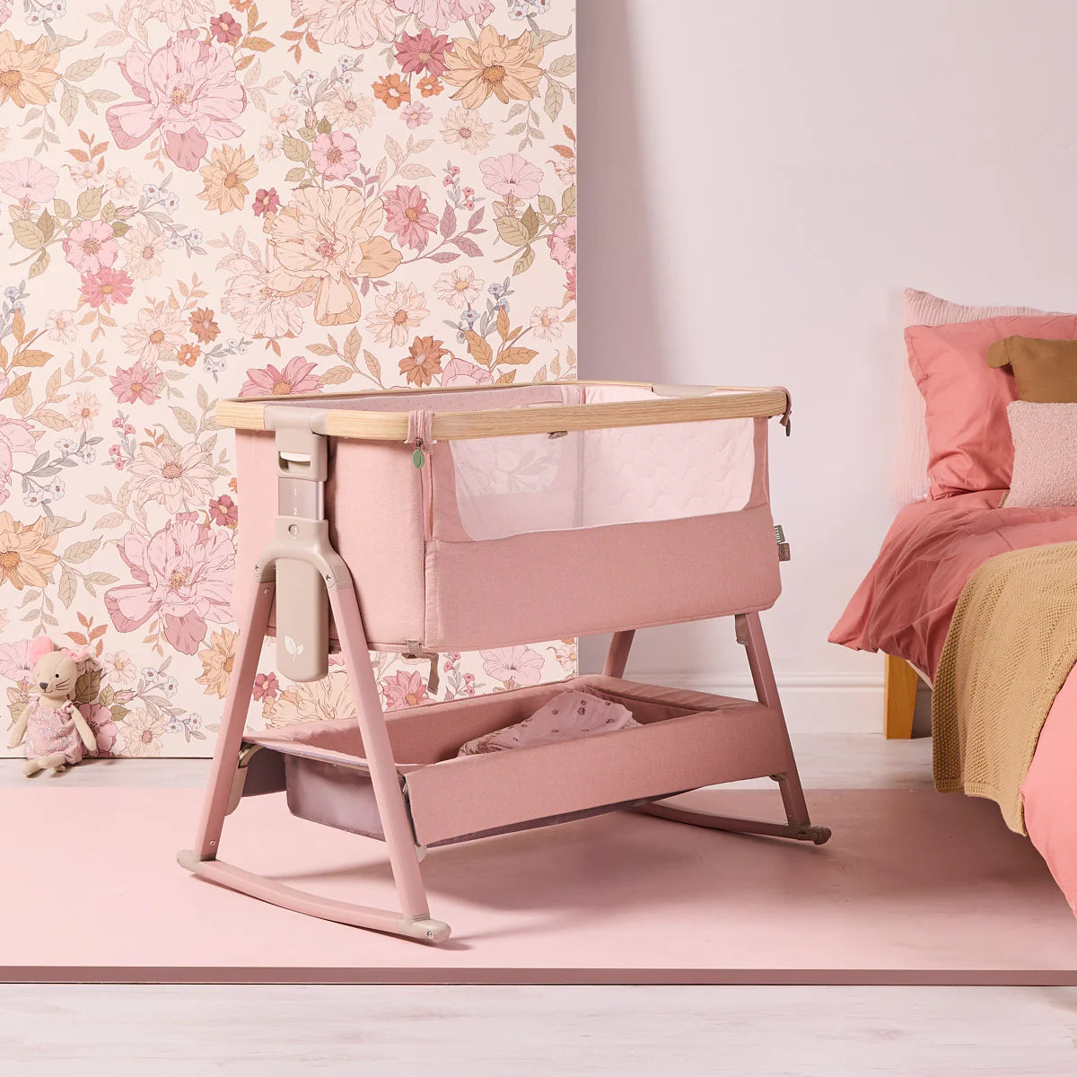 Tutti Bambini CoZee Air 2 Bedside Crib Drifted Oak and Blush