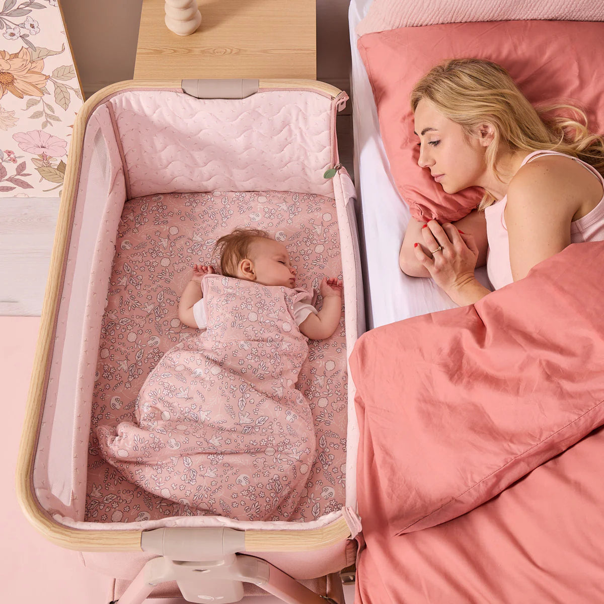 Tutti Bambini CoZee Air 2 Bedside Crib Drifted Oak and Blush
