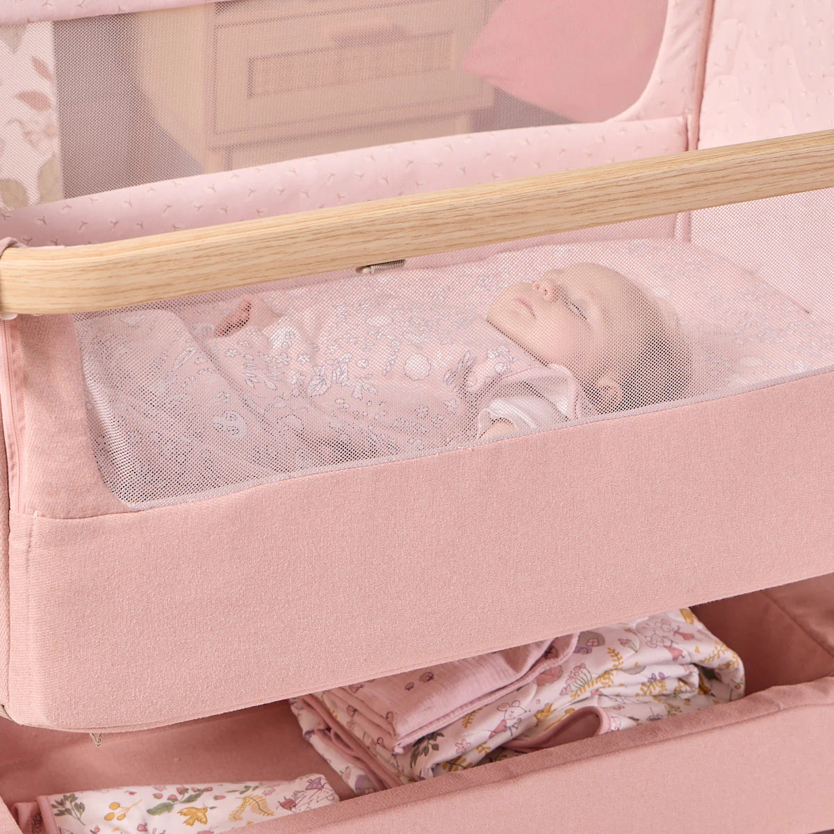 Tutti Bambini CoZee Air 2 Bedside Crib Drifted Oak and Blush