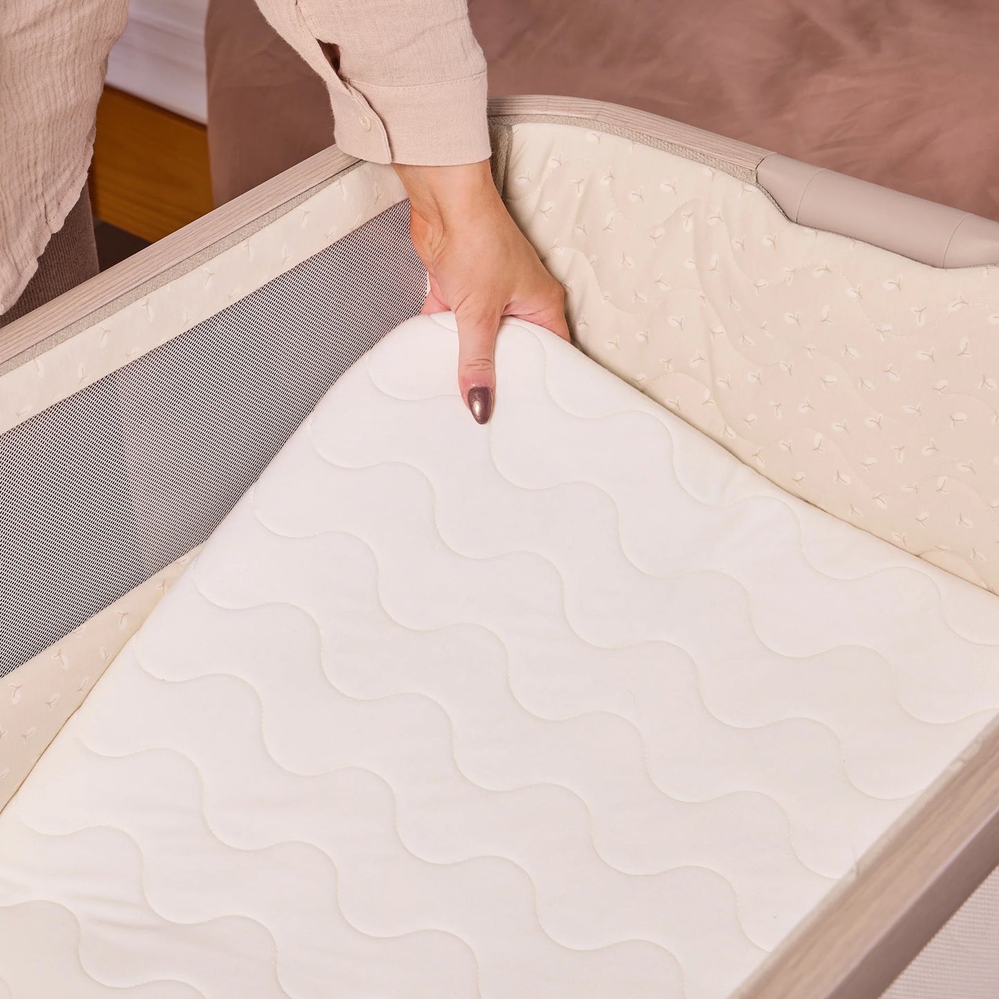 Tutti Bambini CoZee Air 2 Bedside Crib Soft Walnut & Cocoa