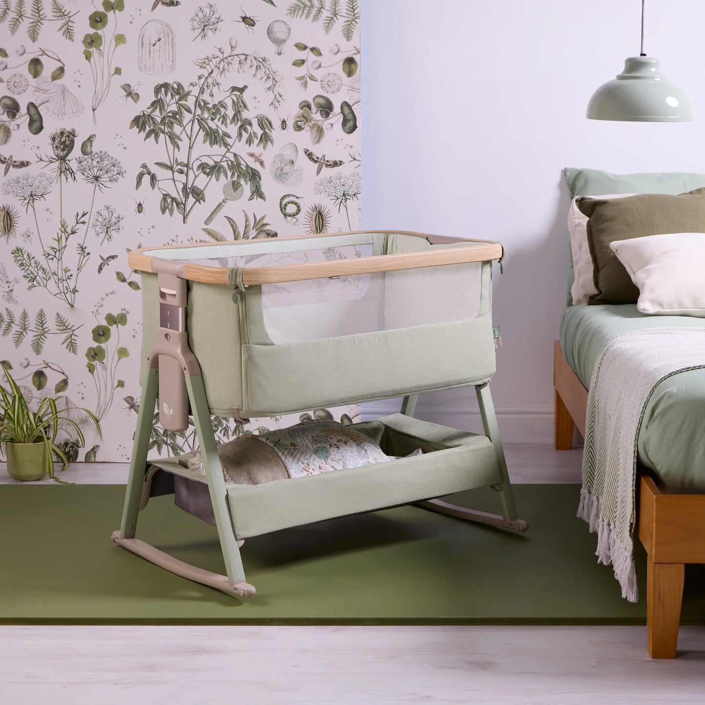 Tutti Bambini CoZee Air 2 Bedside Crib Drifted Oak and Eucalyptus