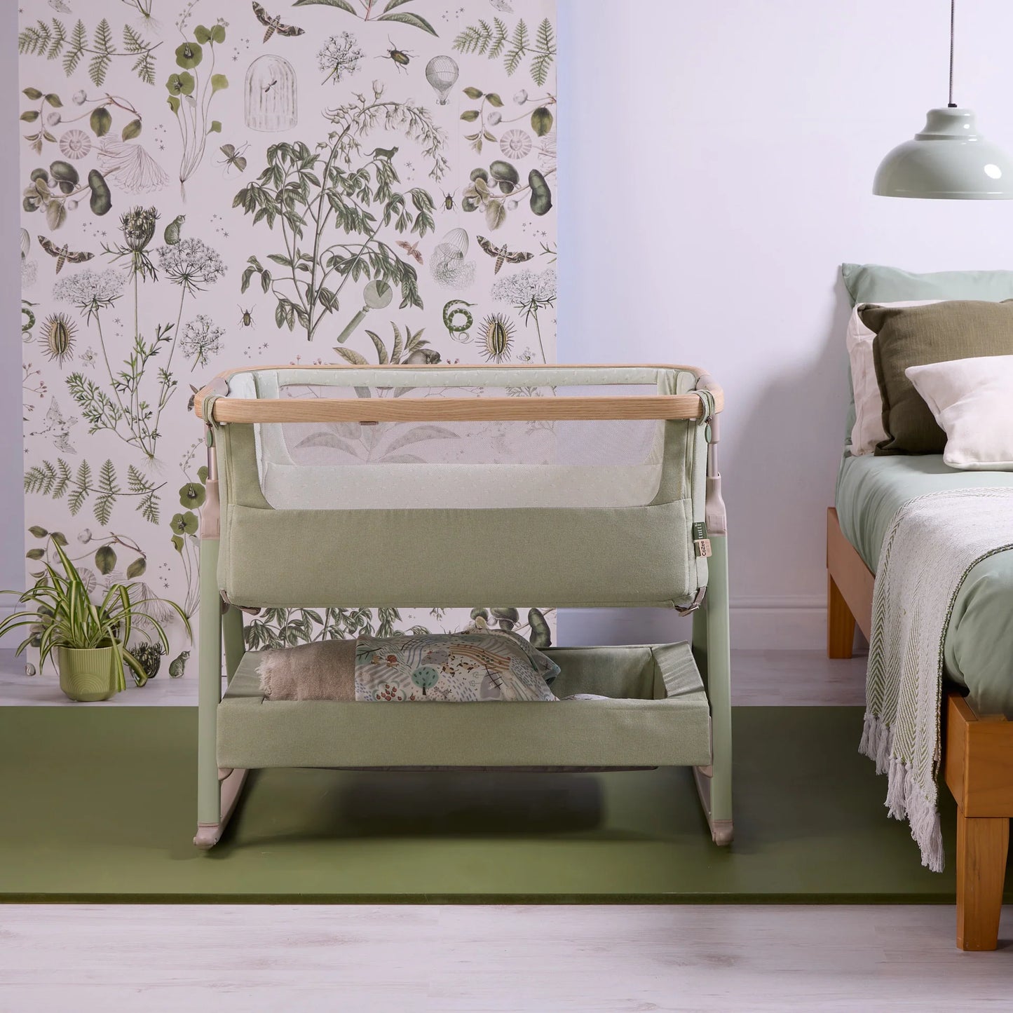 Tutti Bambini CoZee Air 2 Bedside Crib Drifted Oak and Eucalyptus